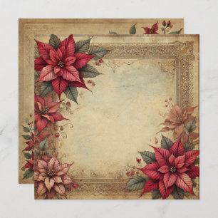 Afdrukbare  papier Poinsettia Lijst Scrapbook Kaart