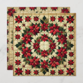 Afdrukbare Patchwork Poinsettia Krans Scrapbooking Kaart (Voorkant / Achterkant)