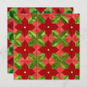 Afdrukbare Patchwork Poinsettia Patroon Scrapbook Kaart (Voorkant / Achterkant)