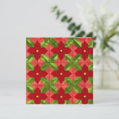 Afdrukbare Patchwork Poinsettia Patroon Scrapbook Kaart (Staand voorkant)