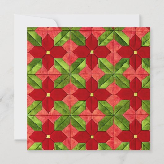 Afdrukbare Patchwork Poinsettia Patroon Scrapbook Kaart (Voorkant)