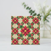 Afdrukbare Patchwork Poinsettia Star Scrapbooking Kaart (Staand voorkant)