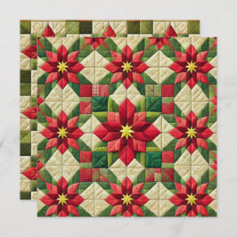 Afdrukbare Patchwork Poinsettia Star Scrapbooking Kaart
