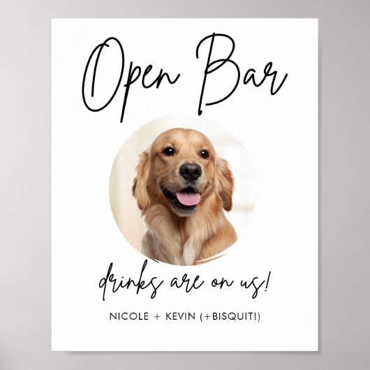 Afdrukbare Pet Dog Wedding Open Bar-Drinken Poster (Voorkant)