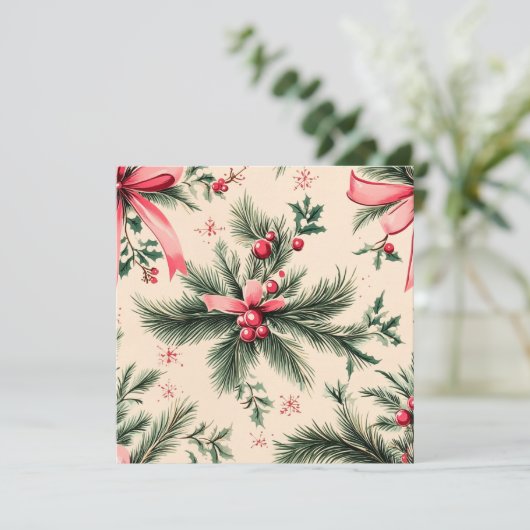 Afdrukbare  Pinkmas Branches Bogen & Bessen Kaart (Staand voorkant)