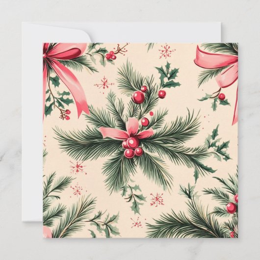 Afdrukbare  Pinkmas Branches Bogen & Bessen Kaart (Voorkant)