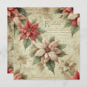 Afdrukbare  poinsettia op Script Scrapbook Kaart (Voorkant / Achterkant)