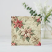 Afdrukbare  poinsettia op Script Scrapbook Kaart (Staand voorkant)