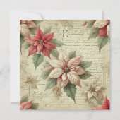 Afdrukbare  poinsettia op Script Scrapbook Kaart (Voorkant)