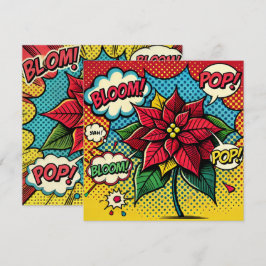 Afdrukbare Pop Art Comic Book Poinsettia Scrapbook Kaart