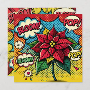Afdrukbare Pop Art Comic Book Poinsettia Scrapbook Kaart