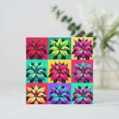 Afdrukbare Pop Art Poinsettia Grid Scrapbook Paper Kaart (Staand voorkant)
