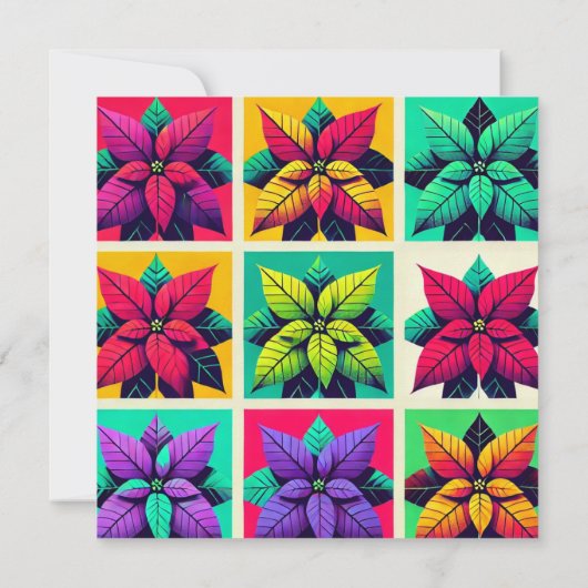 Afdrukbare Pop Art Poinsettia Grid Scrapbook Paper Kaart (Achterkant)