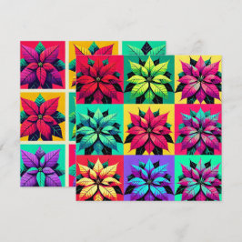 Afdrukbare Pop Art Poinsettia Grid Scrapbook Paper Kaart