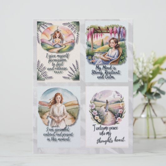 Afdrukbare positieve affirmatie Kaarten & Insta Qu (Staand voorkant)