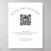 Afdrukbare QR Code Zitkaart Zwart-wit Poster (Voorkant)