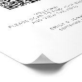 Afdrukbare QR-code zitplaatskaart zwart en wit Poster (Hoek)