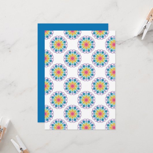 Afdrukbare Rainbow Floral Polka Dot Scrapbook Pape Kaart (Voorkant / Achterkant in situ)