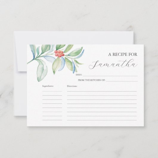 Afdrukbare Recept Kaarten Waterverf Kerstmis (Voorkant)