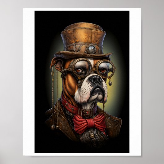 Afdrukbare Regal Steampunk Boxer Dog Right 117 Poster (Voorkant)