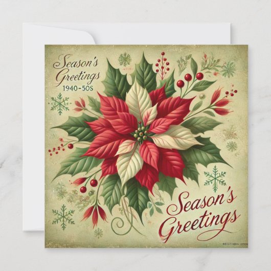 Afdrukbare Retro Christmas Poinsettia Scrapbook Kaart (Achterkant)