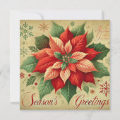 Afdrukbare Retro Christmas Poinsettia Scrapbook Kaart (Voorkant)