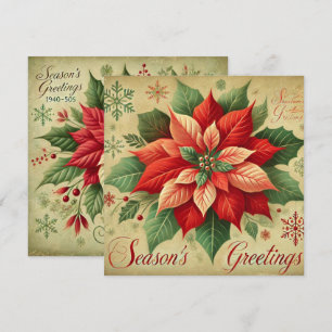 Afdrukbare Retro Christmas Poinsettia Scrapbook Kaart