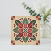 Afdrukbare Retro Folk Art Poinsettia Scrapbook Kaart (Staand voorkant)