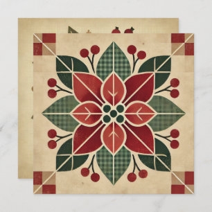 Afdrukbare Retro Folk Art Poinsettia Scrapbook Kaart