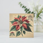 Afdrukbare Retro Poinsettia Botanische plakboek Kaart (Staand voorkant)