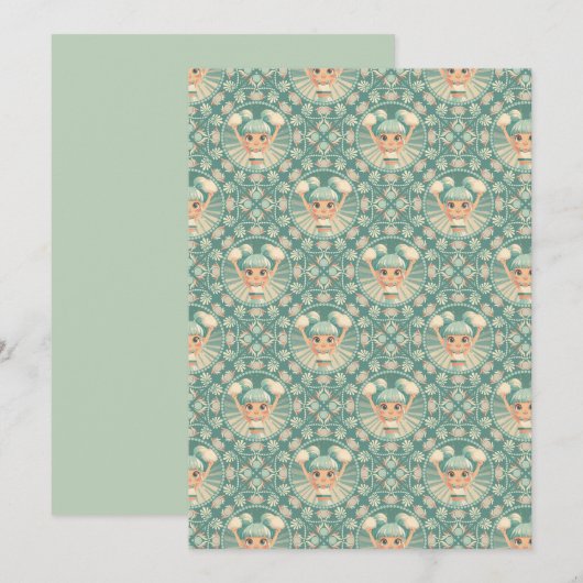 Afdrukbare Retro Salie Zand Cheerleader Mandala Te Kaart (Voorkant / Achterkant)