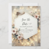 Afdrukbare Romance Mason Jar Wedding Save The Date (Voorkant)