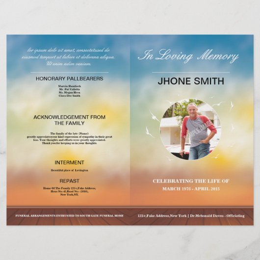 Afdrukbare rouwprogramma sjabloon brochure (Voorkant)