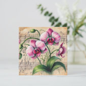 Afdrukbare  Roze en Groene Orchideeën Scrapbook Kaart (Staand voorkant)