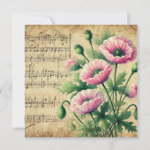 Afdrukbare  Roze en Groene Poppies Scrapbook Kaart (Achterkant)