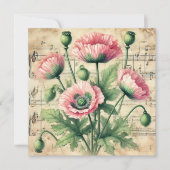 Afdrukbare  Roze en Groene Poppies Scrapbook Kaart (Voorkant)