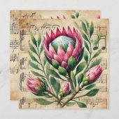 Afdrukbare  Roze en Groene Protea Scrapbook Kaart (Voorkant / Achterkant)