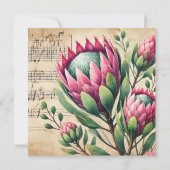 Afdrukbare  Roze en Groene Protea Scrapbook Kaart (Achterkant)