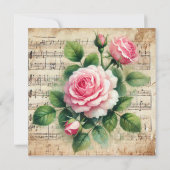 Afdrukbare  Roze en Groene Rozen Scrapbook Kaart (Achterkant)