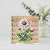 Afdrukbare Roze & Groene Daisies Scrapbook Kaart (Staand voorkant)