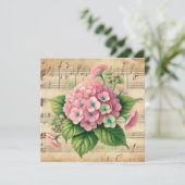 Afdrukbare  Roze & Groene Hydrangea Scrapbook Kaart (Staand voorkant)