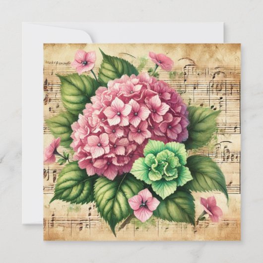 Afdrukbare  Roze & Groene Hydrangea Scrapbook Kaart (Achterkant)