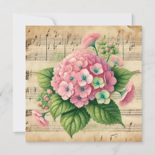 Afdrukbare  Roze & Groene Hydrangea Scrapbook Kaart (Voorkant)