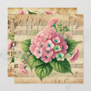 Afdrukbare Roze & Groene Hydrangea Scrapbook Kaart