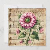 Afdrukbare  Roze & Groene Zonnebloem Scrapbook Kaart (Voorkant)