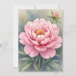 Afdrukbare roze pioen art print bedankkaart