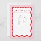 Afdrukbare Roze Rood Guess The Dress Bruids Spel Kaart (Voorkant)