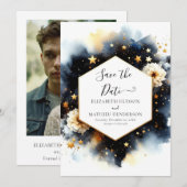 Afdrukbare ruimte Hemelse bruiloft Save The Date (Voorkant / Achterkant)