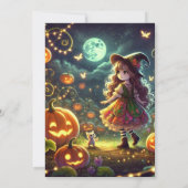 Afdrukbare Schattigee grillige heks Halloween pomp Kaart (Achterkant)