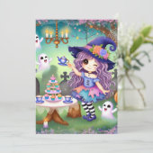 Afdrukbare Schattigee grillige heks Halloween Tea  Kaart (Staand voorkant)